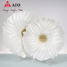 Placa de flores blanca de ATO plato de vidrio vintage